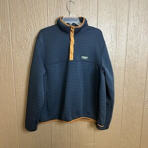 LL Bean Airlight Knit Pullover Men's XL Blue 1/4 Snap Slightly Fitted Outdoor